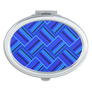 Blue stripes diagonal weave pattern mirror for makeup