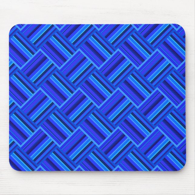 Blue stripes diagonal weave pattern mouse pad (Front)