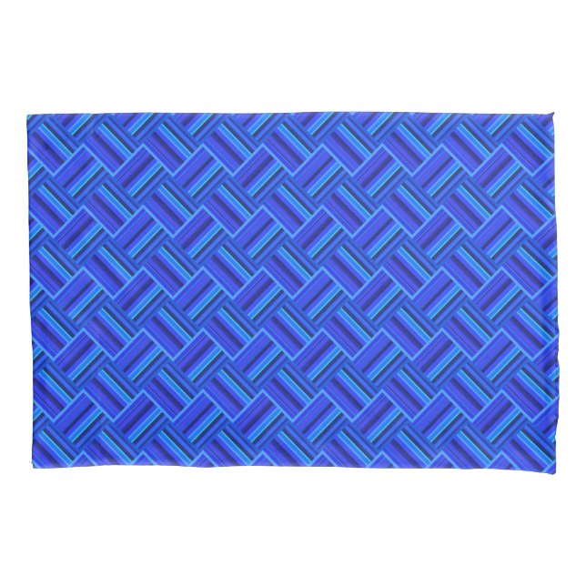 Blue stripes diagonal weave pattern pillowcase (Front)