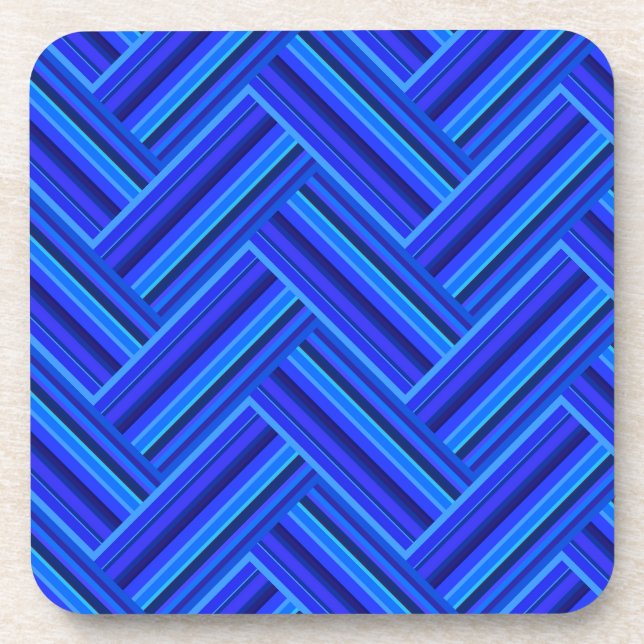 Blue stripes double weave pattern beverage coaster (Front)