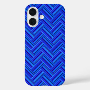 Blue stripes double weave pattern iPhone 16 case