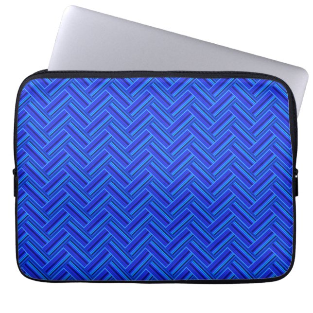 blue stripes double weave pattern laptop sleeve (Front)