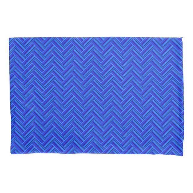 Blue stripes double weave pattern pillow case (Front)
