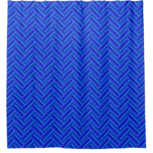Blue stripes double weave pattern shower curtain