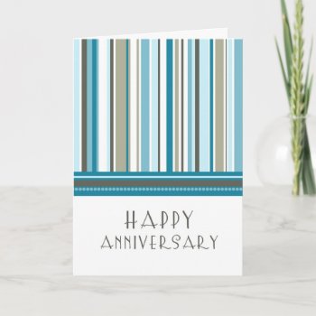 Blue Stripes Employee Anniversary Card by DreamingMindCards at Zazzle