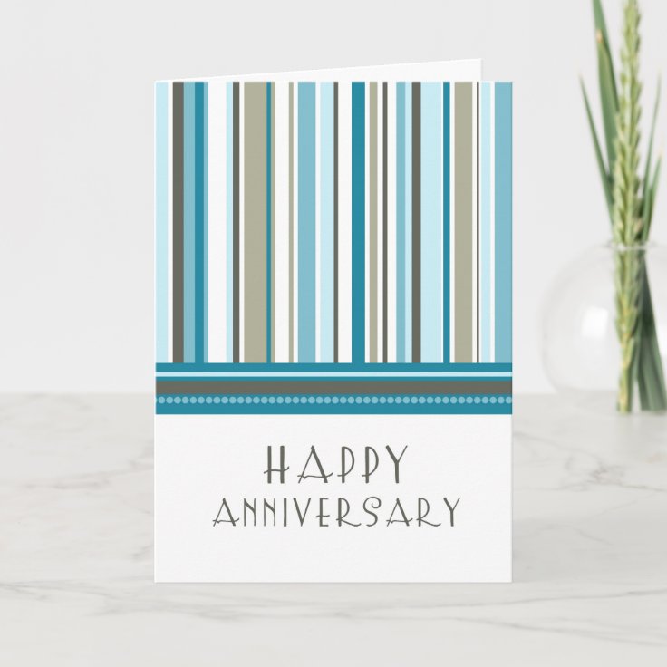 Blue Stripes Employee Anniversary Card | Zazzle