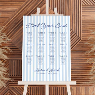 Blue Stripes Find Your Seat Wedding Seating Chart Foam Board