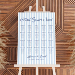 Blue Stripes Find Your Seat Wedding Seating Chart Foam Board