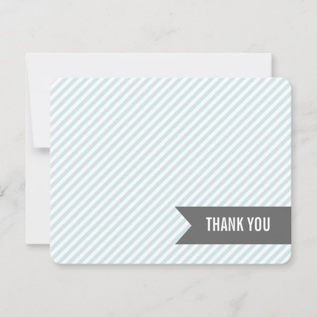 Blue Stripes Flat Thank You Notes (Front)