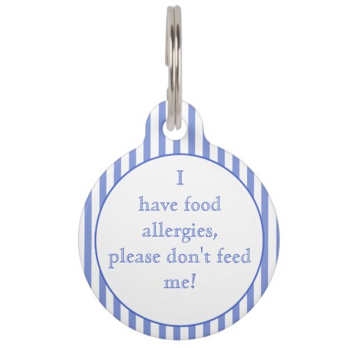 Blue Stripes Food Allergies Medical Alert Pet Tag