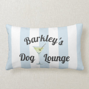 Blue Stripes Funny Personalized Dog Lounge Lumbar Pillow