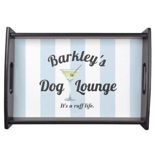 Blue Stripes Funny Personalized Dog Lounge Serving Tray