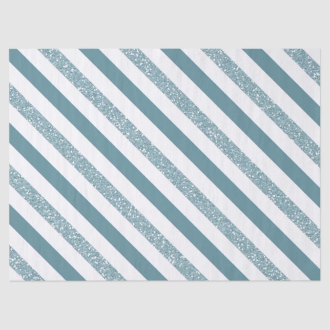 Blue Stripes Glitter Tissue Paper (Front)