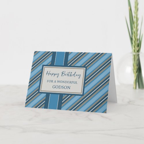 Blue Stripes Godson Birthday Card