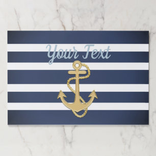 Blue Stripes & Gold Anchor Nautical Paper Pad