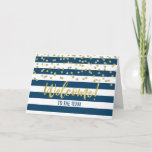 Blue Stripes Gold Dot Employee Welcome to the Team Card