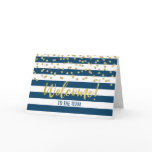 Blue Stripes Gold Dot Employee Welcome to the Team Card Blue Stripes Gold Dot Employee Welcome to the Team Card