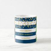 Blue Stripes Gold Photo Best Grandma Christmas Coffee Mug (Center)