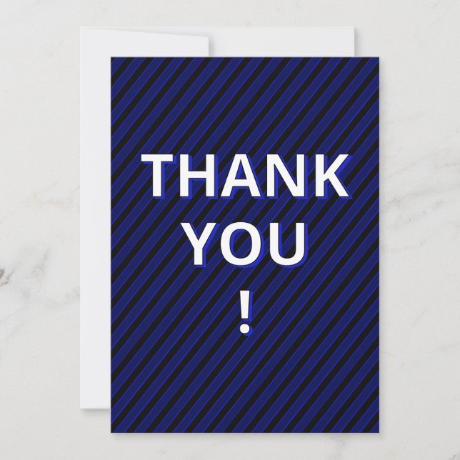 Blue Stripes Graduation  Thank You Card (Front)