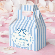 Blue Stripes Hand Drawn Summer Birthday Favor Box