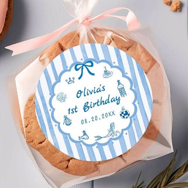 Blue Stripes Hand Drawn The Summer Sticker (Creator Uploaded)