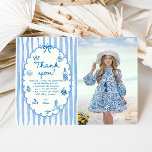 Blue Stripes Hand Drawn The Summer Thank You Card