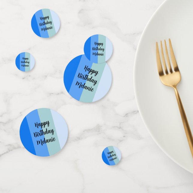 Blue Stripes Happy Birthday Confetti (Group)