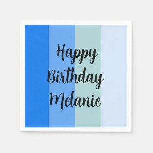Blue Stripes Happy Birthday Napkins