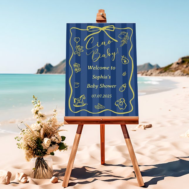 Blue Stripes Italian Ciao Baby Welcome Sign (Creator Uploaded)