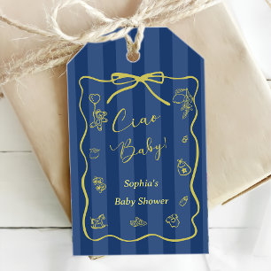 Blue Stripes Italian Themed Ciao Baby Gift Tags