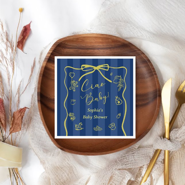 Blue Stripes Italian Themed Ciao Baby Napkins (Creator Uploaded)