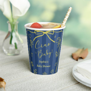 Blue Stripes Italian Themed Ciao Baby Paper Cups