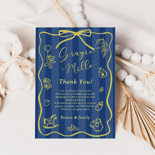 Blue Stripes Italian Themed Ciao Baby Shower Invitation