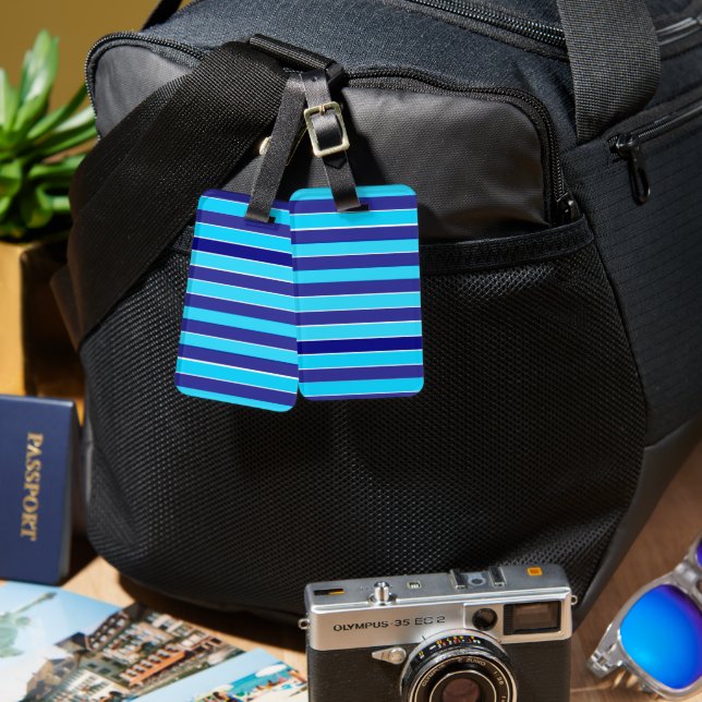 Blue Stripes  Luggage Tag (Front & Back)