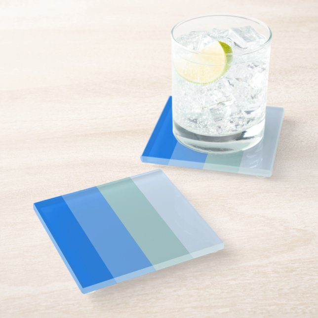 Blue Stripes Maritime Glass Coaster (Angled)
