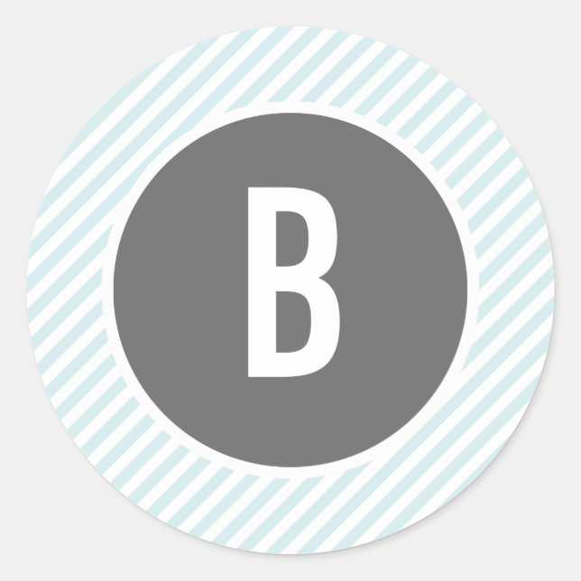 Blue Stripes Monogram Stickers (Front)