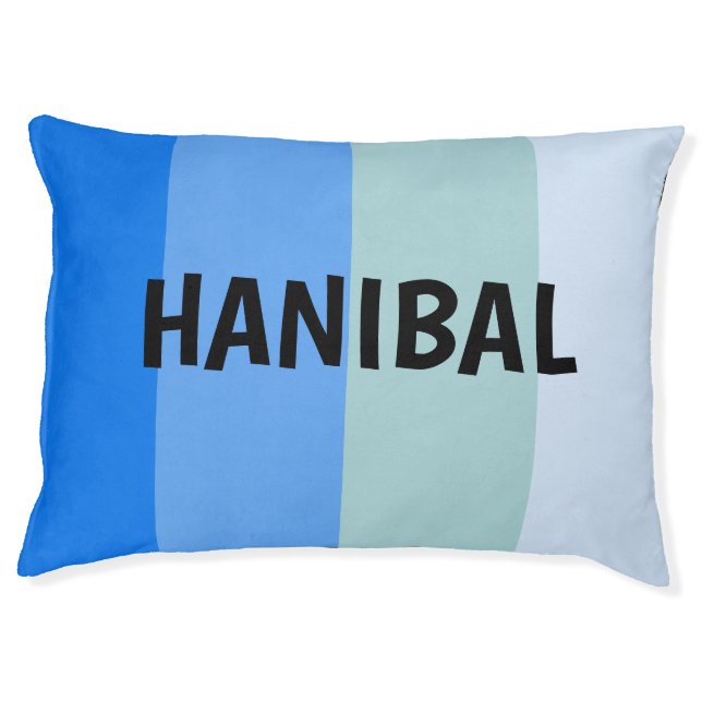 Blue Stripes Name Template Pet Bed (Front)