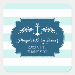 Blue Stripes Nautical Baby Shower Favor Sticker