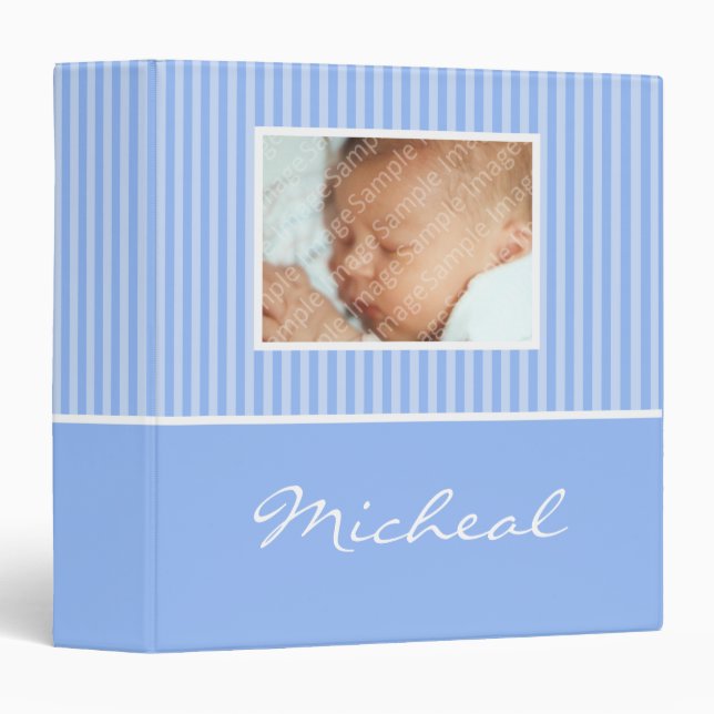 Blue Stripes New Baby Book Binder (Front/Spine)