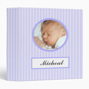 Blue Stripes New Baby Book Binder