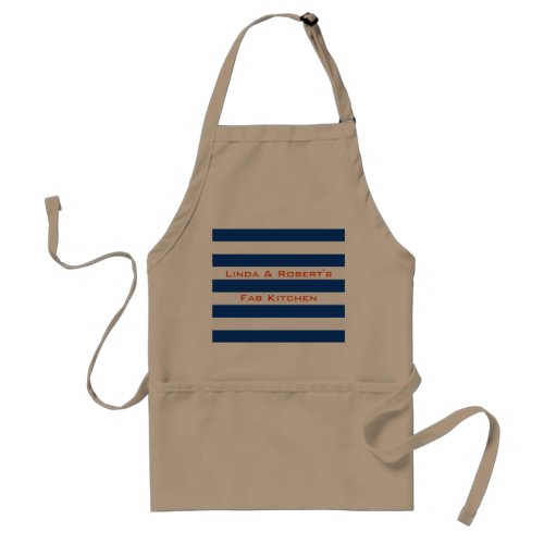 Blue Stripes on any Color Custom Text Adult Apron