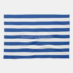 Blue Stripes on any Color with Custom Text Towel