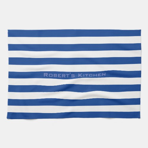 Blue Stripes on any Color with Custom Text Towel