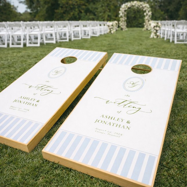 Blue Stripes Outdoor Wedding Cornhole Set (Creator Uploaded)