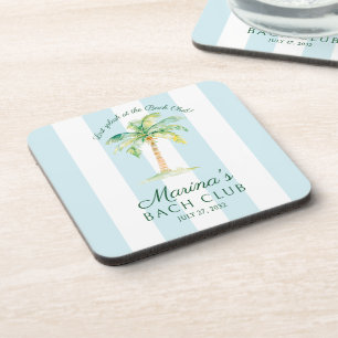 Blue Stripes Palm Beach Bach Club Bridal Shower Beverage Coaster