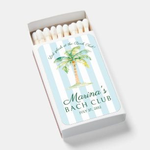 Blue Stripes Palm Beach Bach Club Bridal Shower Matchboxes