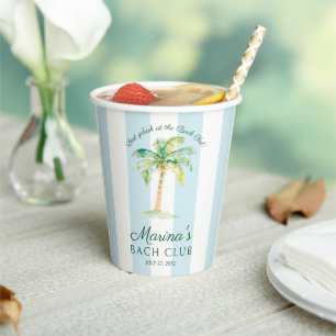 Blue Stripes Palm Beach Bach Club Bridal Shower Paper Cups