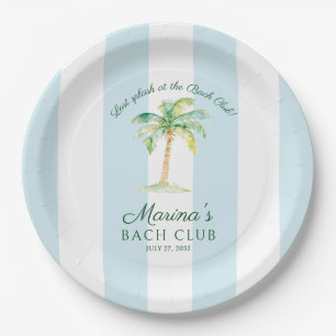 Blue Stripes Palm Beach Bach Club Bridal Shower Paper Plates