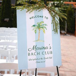 Blue Stripes Palm Beach Bach Club Welcome Poster