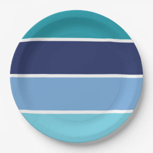 Blue stripes paper plates